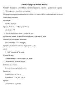 Formulario: Ecuaciones Paramétricas, Coordenadas Polares y Vectores