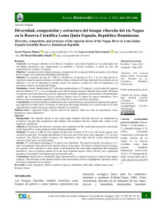 Diversidad, composición y estructura del bosque ribereño del río Nagua en la Reserva Científica Loma Quita Espuela, República Dominicana