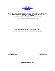 La epistemologia en la construccion de saberes