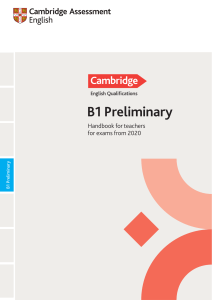 B1 Preliminary Handbook for Teachers (2020 Exams)