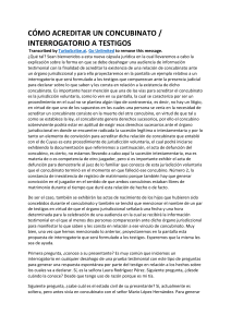 CÓMO ACREDITAR UN CONCUBINATO   INTERROGATORIO A TESTIGOS