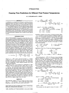 Freezing Time Predictions for Different IF inal Product Temperatures