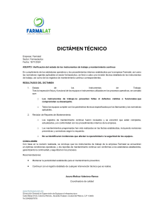 Dictamen Técnico de Farmalat: Verificación de Mantenimiento