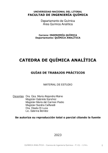 Química Analítica: Guías de Trabajos Prácticos UNL