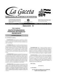 Decreto 68-2003 Ley fortalecimiento financiero del productor agropecuario Honduras