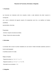 Resumen de Funciones, Derivadas e Integrales