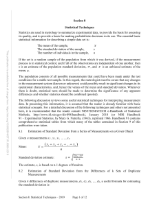 Statistical Techniques in Metrology: NIST Guide