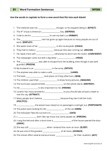 Word Formation Worksheet - English B1 Level