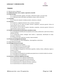 Lenguaje y Comunicación: Temario de Estudio