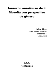 Pensar la enseñanza de la filosofía con perspectiva de género - Melina Gómez