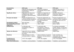 Tabla comparativa de PCR,ASO,FR