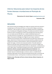 Informe Soluciones para reducir los impactos de las lluvias intensas en Murcia