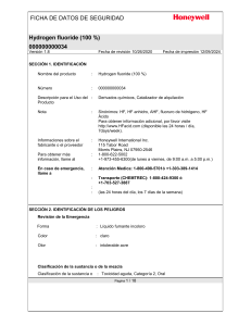 Ficha de Datos de Seguridad Fluoruro de Hidrógeno (100%)