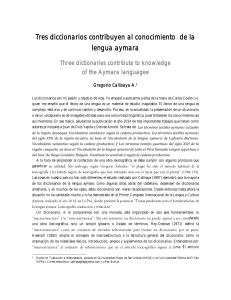 Diccionarios Aymara: Análisis Lexicográfico y Contribuciones