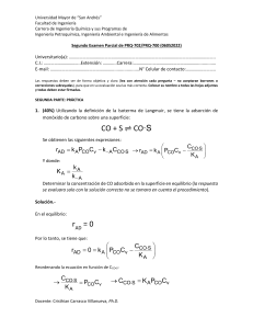 Examen Isoterma de Langmuir: Adsorción de CO