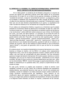 EL DERECHO A LA GUERRA Y EL DERECHO INTERNACIONAL HUMANITARIO EN EL CONTEXTO DE RECONFIGURACIÓN  MUNDIAL