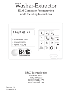 Washer-Extractor EL-6 Programming & Operating Instructions