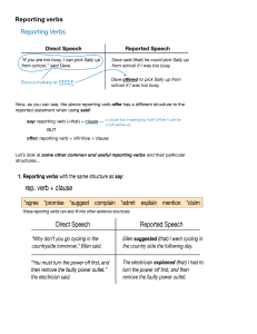 Reporting verbs-verb patterns ADVANCED 5