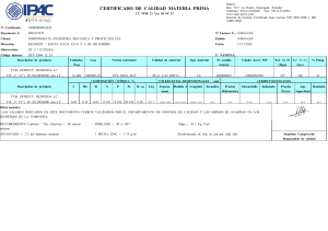 Certificado Calidad TUBERIA ESTRUCTURADA REDONDA 1.00mm