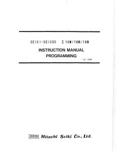 SEIKI-SEICOS Programming Instruction Manual