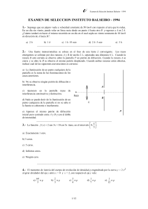 Examen Selección Instituto Balseiro 1994