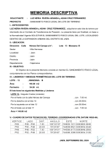 MEMORIA DESCRIPTIVA LOTE 13- MZ. B