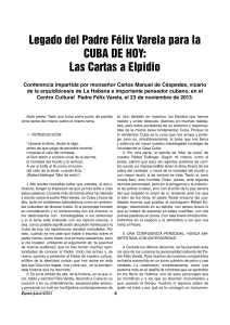 Céspedes, CM. Legado del Padre Félix Varela para la CUBA DE HOY