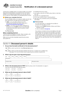Notification of a deceased person