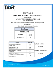 CERTIFICADO DE HOMOLOGACION AUTOMOTRIZ MENDOZA MOTORS SAC