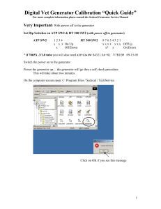 Digital Vet Generator Calibration Quick Guide