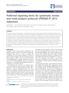 PRISMA-P 2015: Systematic Review Protocol Reporting Guideline