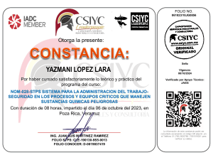 Certificado NOM-028-STPS: Seguridad en Sustancias Químicas