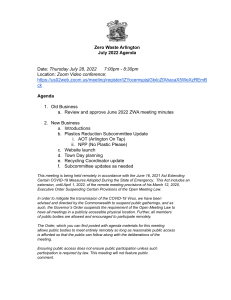 Zero Waste Arlington July 2022 Meeting Agenda