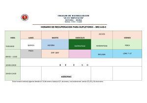 HORARIO DE RECUPERACION SUPLETORIO -3RO BGU