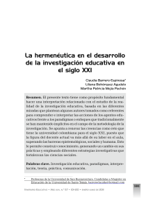 La Hermeneutica En El Desarrollo De La Investigacion Educación