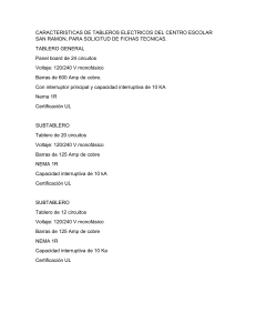 CARACTERISTICAS DE TABLEROS ELECTRICOS DEL CENTRO ESCOLAR SAN RAMON