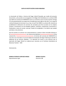 CARTA DE RESTITUCIÓN DE BIEN INMUEBLE