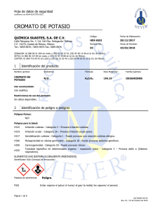 Hoja de Seguridad Cromato de Potasio - QUÍMICA SUASTES