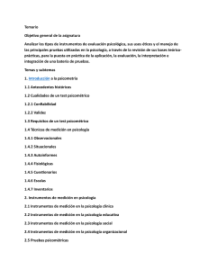 Temario de Evaluación Psicológica: Pruebas y Ética