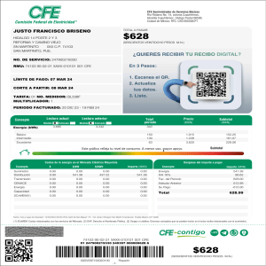 Factura CFE: Consumo Eléctrico y Detalles de Pago