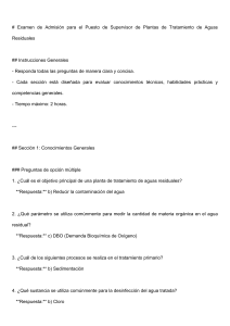 Examen Admisión Supervisor Plantas Tratamiento Aguas Residuales