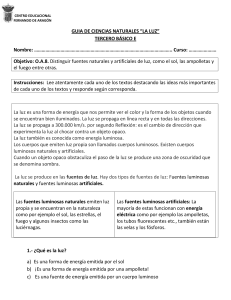 Guía de Ciencias Naturales: La Luz - 3er Básico