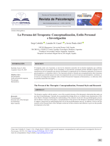 La Persona del Terapeuta: Estilo e Investigación