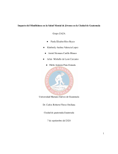 Mindfulness y Salud Mental en J&oacute;venes Guatemaltecos
