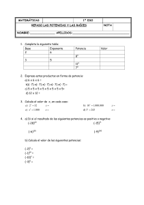 Ejercicios de Potencias y Raíces 1º ESO