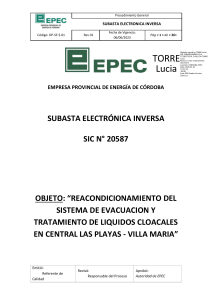 Subasta Electrónica Inversa EPEC: Reacondicionamiento Cloacales