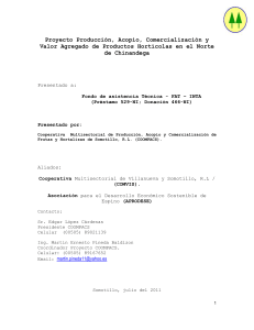 Proyecto Hortícola Chinandega: Producción, Acopio y Valor Agregado