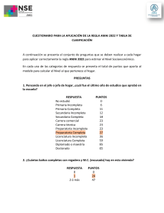 Cuestionario AMAI 2022: Nivel Socioeconómico (NSE)