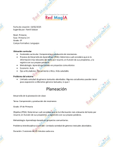 Planificación Clase: Resúmenes en 3º Primaria