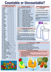 Countable/Uncountable Nouns & Much/Many Worksheet